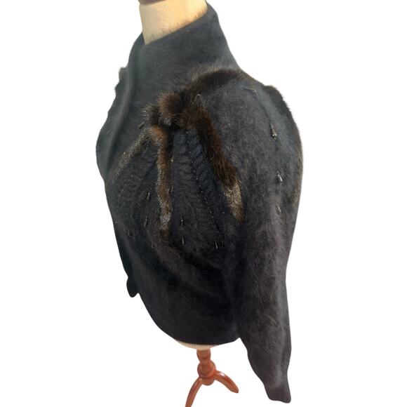 Vintage Christine Phillipe Angora Button-Up Jacket | Faux Fur | Braid Detail | M - Picture 5 of 13